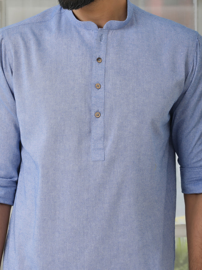 Men Indigo Solid cotton Short Kurta