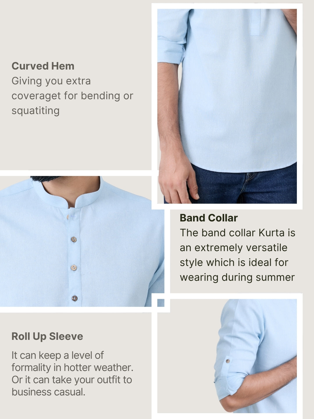 Men Solid cotton Short Kurta