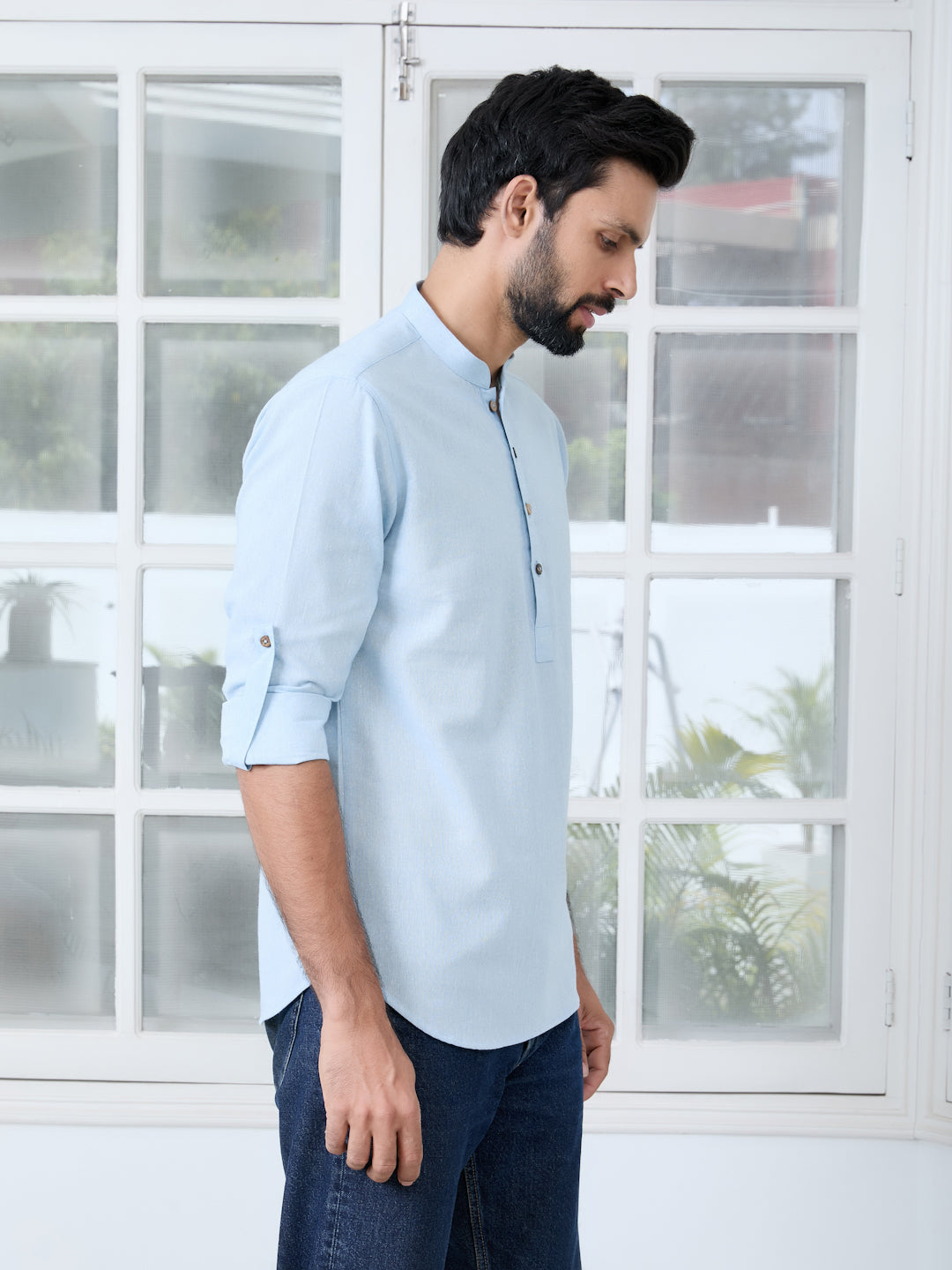 Men Solid cotton Short Kurta