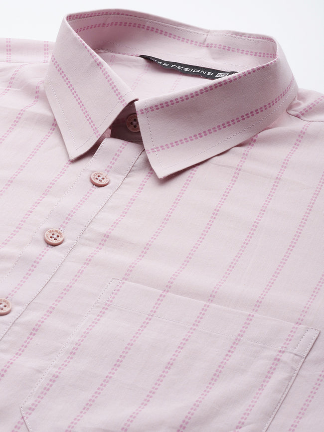 Men Baby Pink Regular Pure Cotton Pathani Printed Men'S Kurta