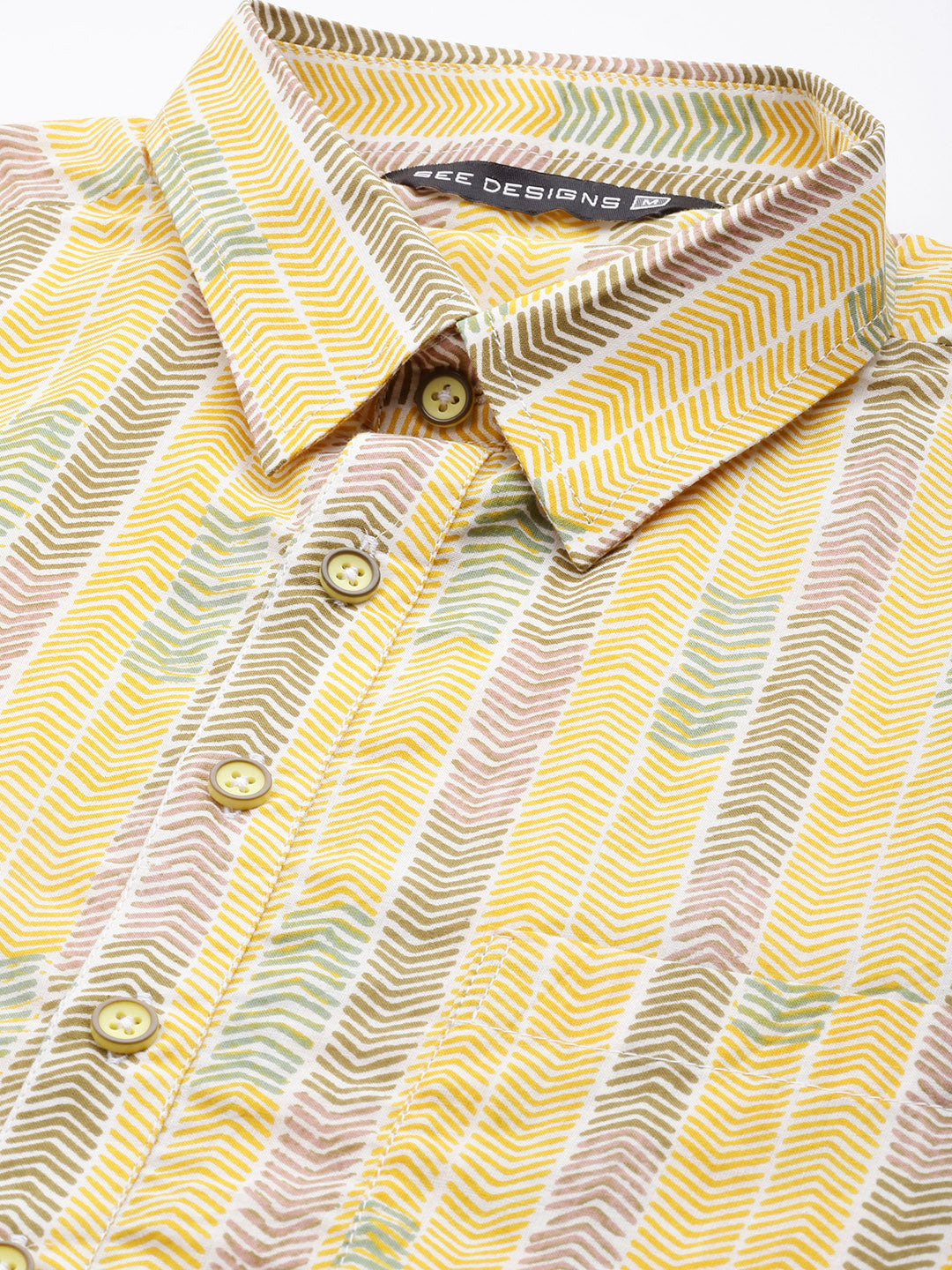 Men Yellow Regular Pure Cotton Pathani Printed Men'S Kurta