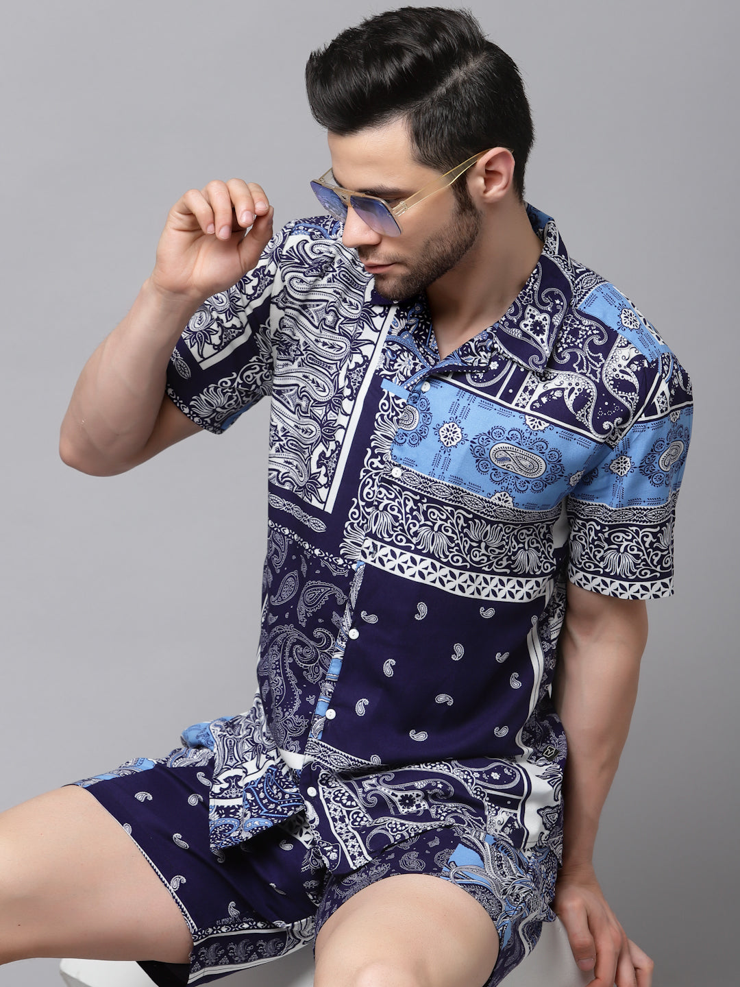 Men Printed Half Sleeve CoOrd Set