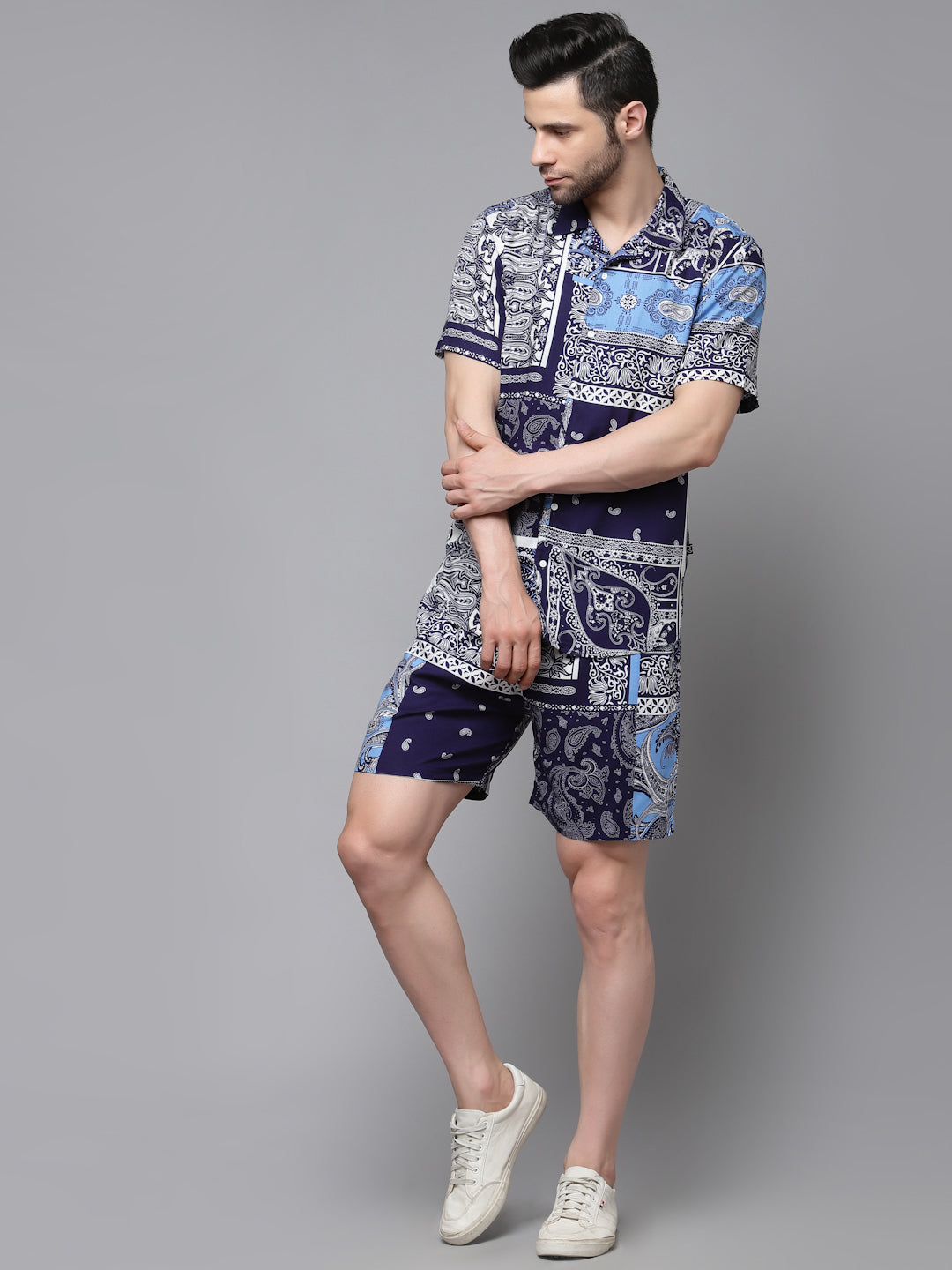 Men Printed Half Sleeve CoOrd Set