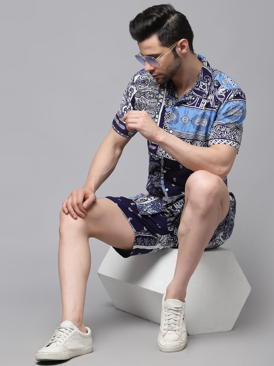 Men Printed Half Sleeve CoOrd Set