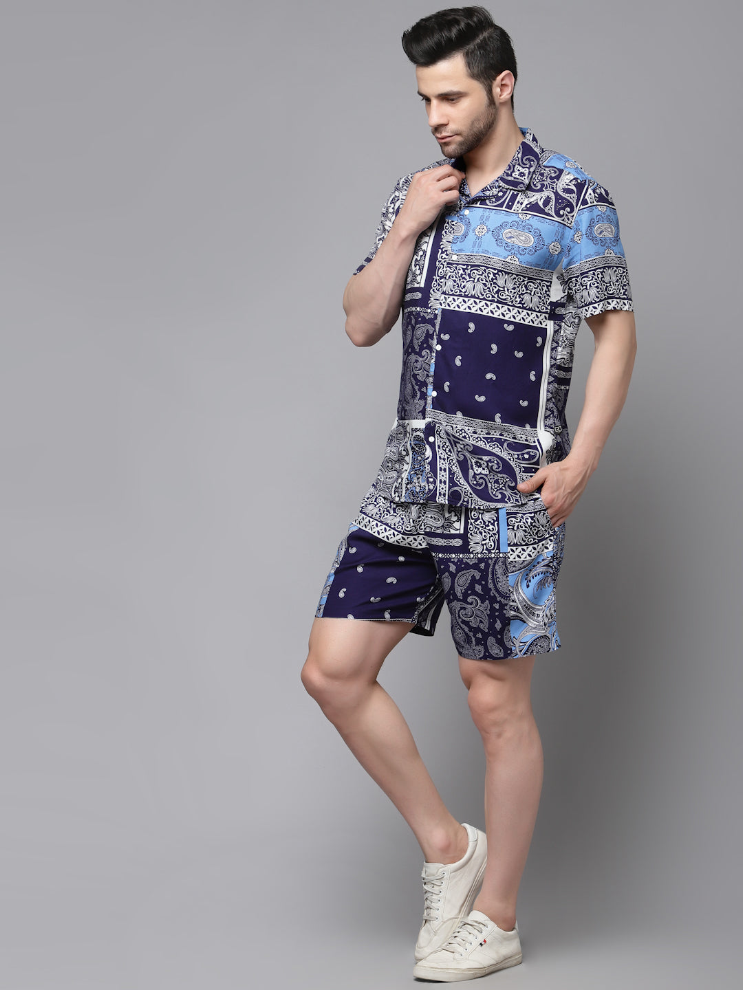Men Printed Half Sleeve CoOrd Set