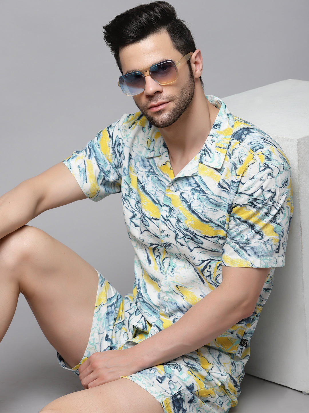 Men Printed Half Sleeve Co-ord Set