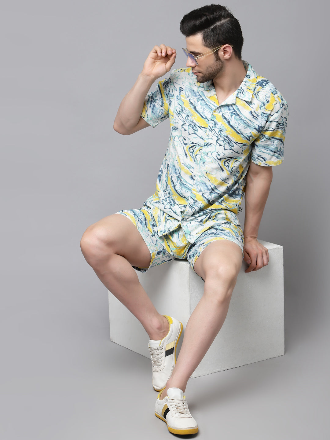 Men Printed Half Sleeve Co-ord Set