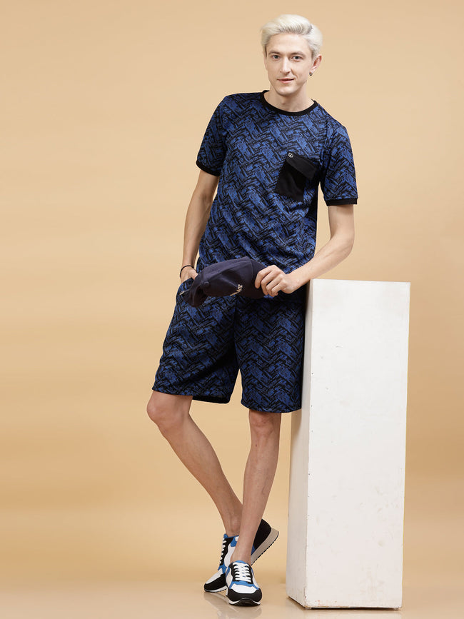 Men Polyester Abstract All Over Print Coords