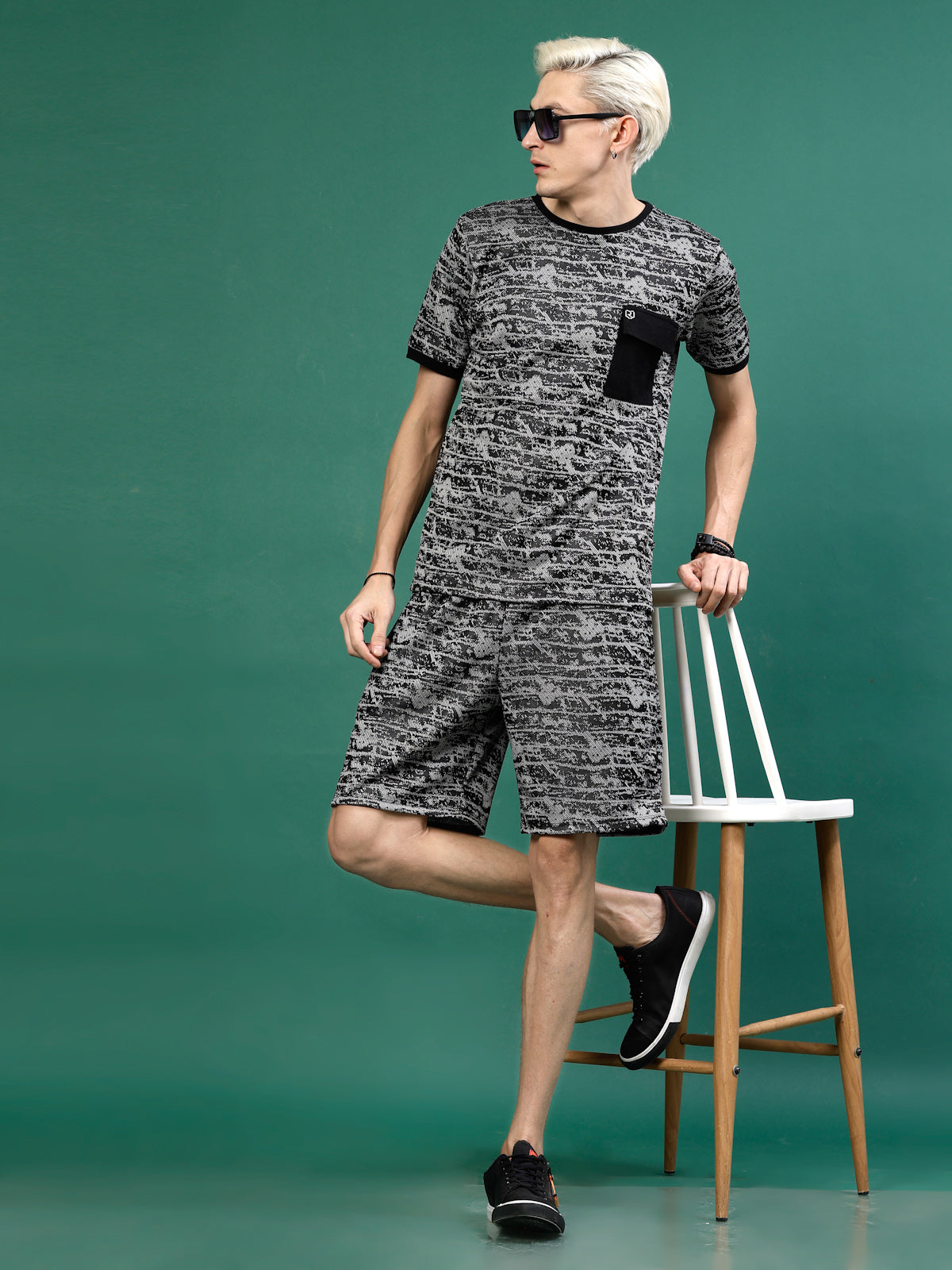Men Polyester Abstract All Over Print Coords