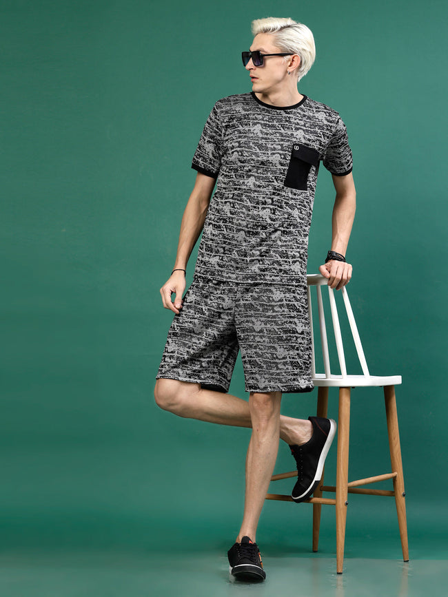 Men Polyester Abstract All Over Print Coords