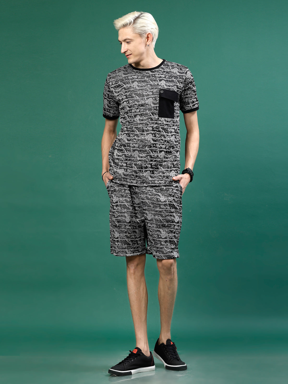 Men Polyester Abstract All Over Print Coords
