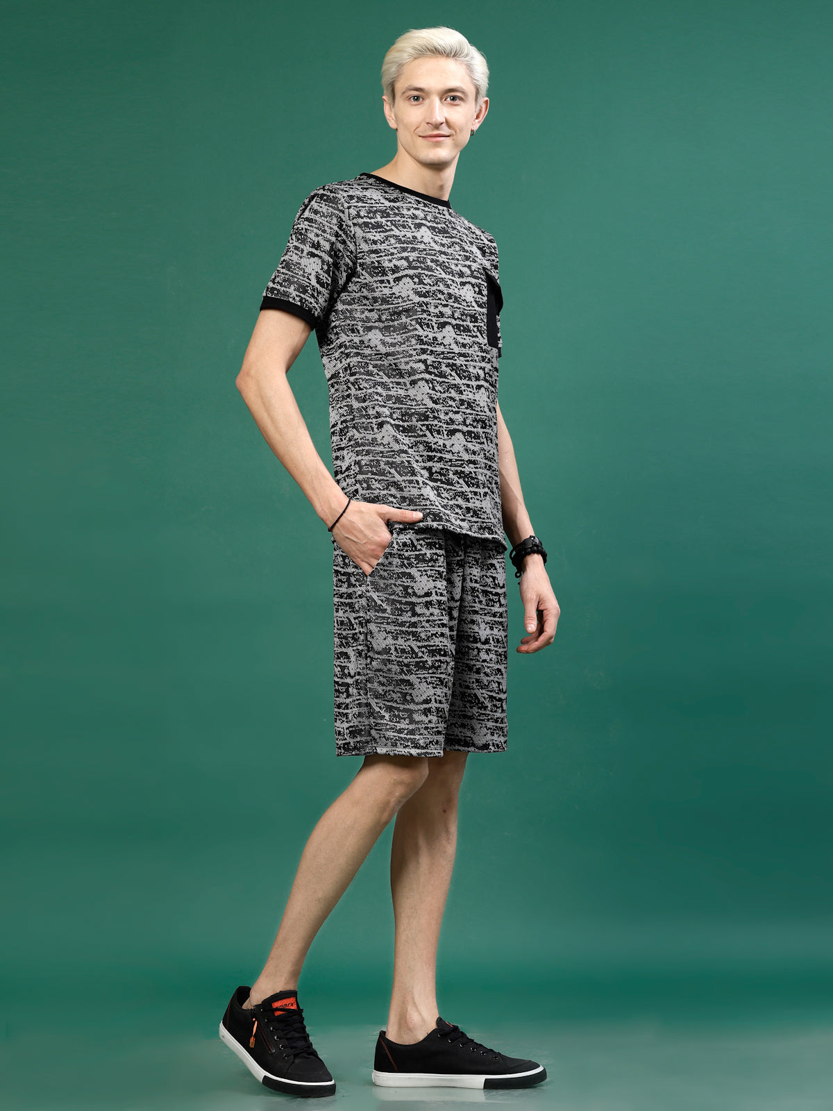 Men Polyester Abstract All Over Print Coords