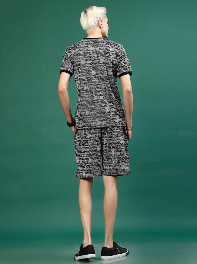 Men Polyester Abstract All Over Print Coords