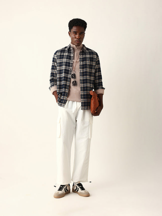 Men Blue Checked Shirt