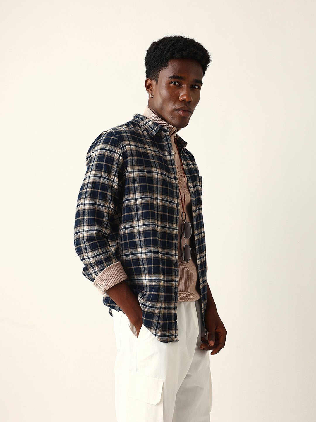Men Blue Checked Shirt