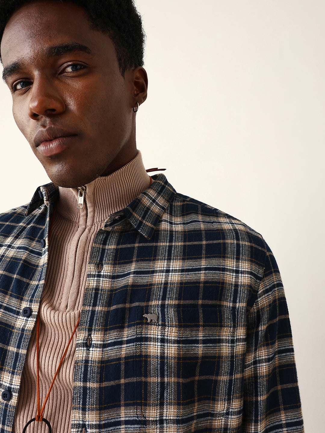 Men Blue Checked Shirt