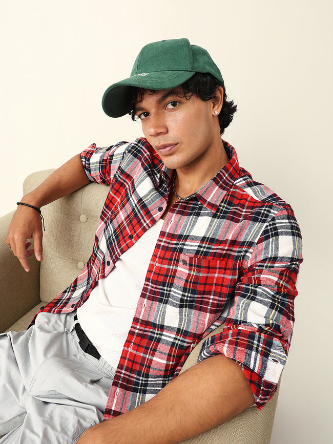 Men Woven Checked Casual Shirt