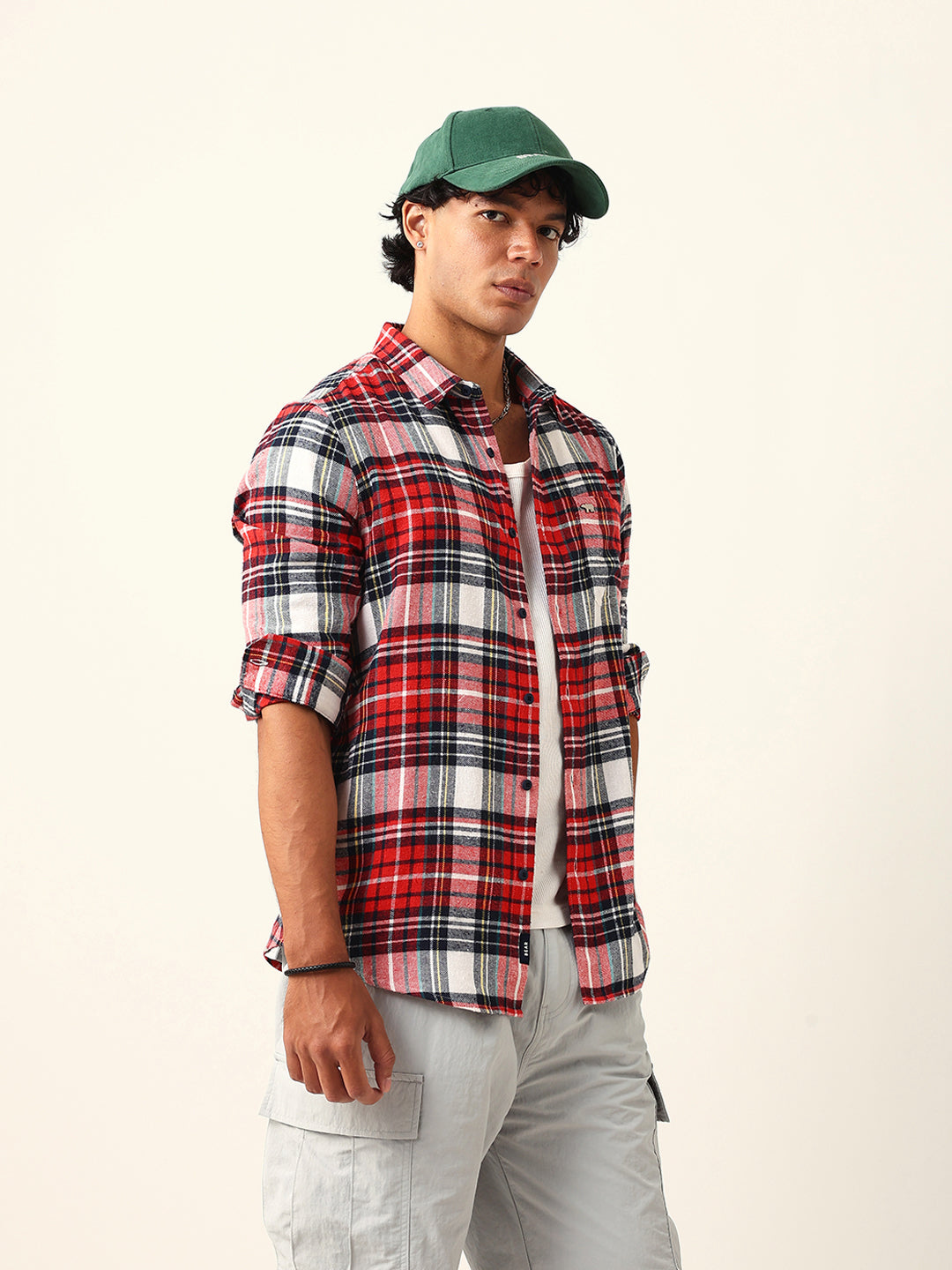 Men Woven Checked Casual Shirt
