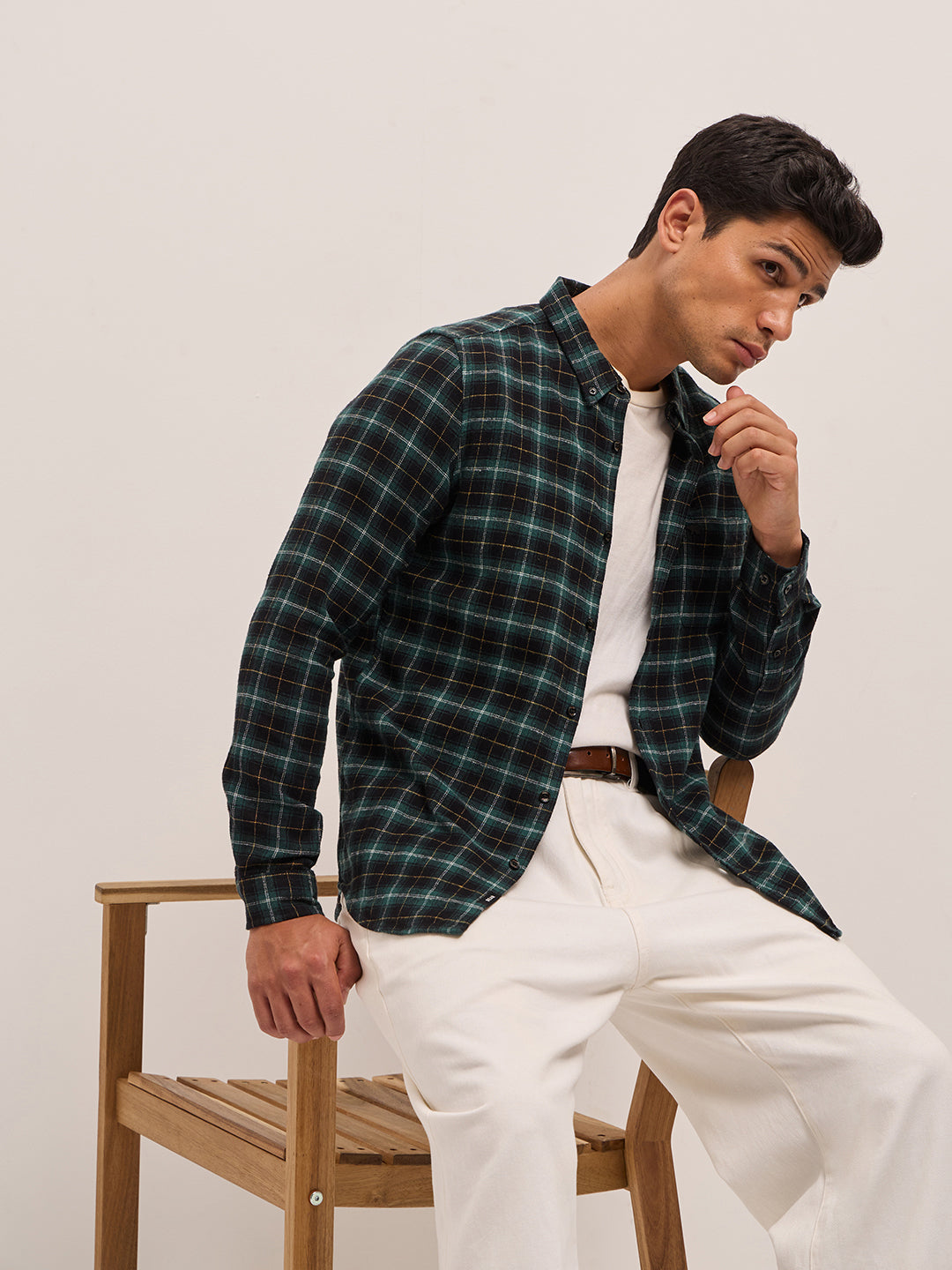 Men Multi-Color Checked Slim Fit Casual Shirt