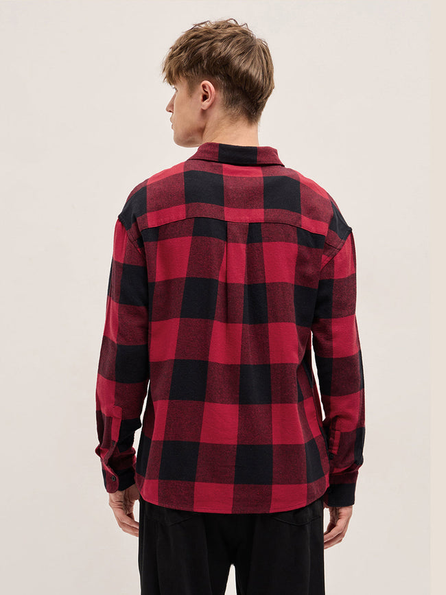 Men Red Checked Relaxed Fit Casual Shirt