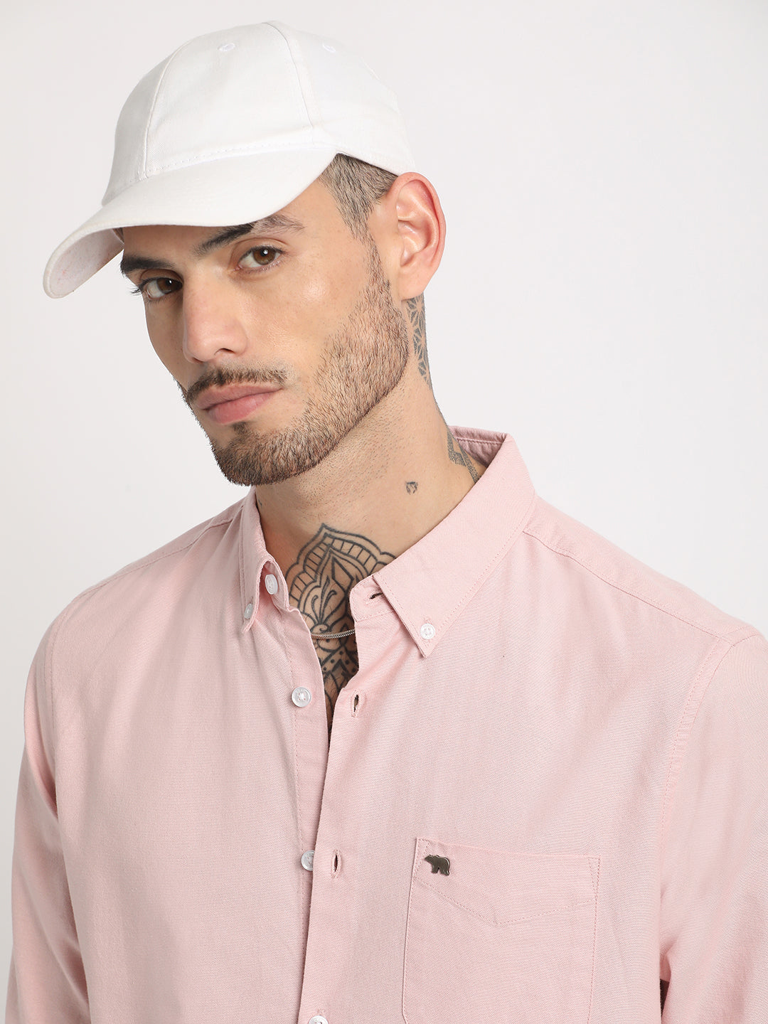 Men Pink Cotton Casual Shirt