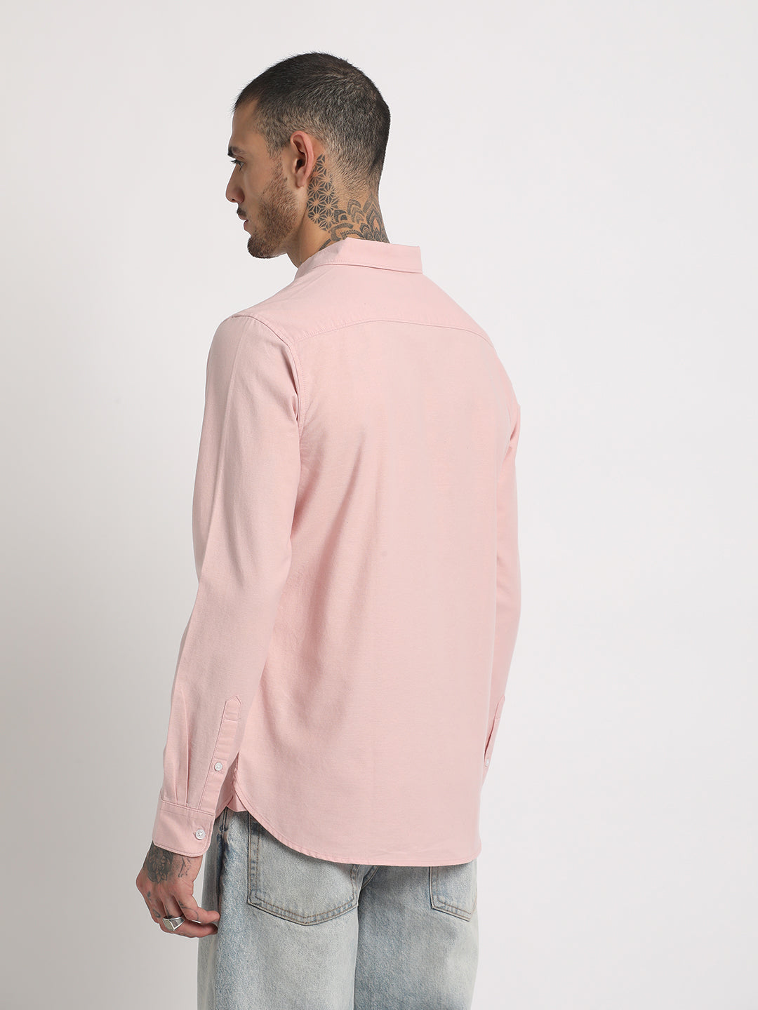 Men Pink Cotton Casual Shirt