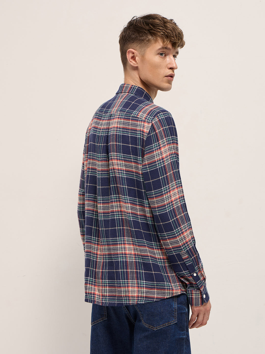 Men Multicolor Tartan Checked Slim Fit Flannel Casual Shirt