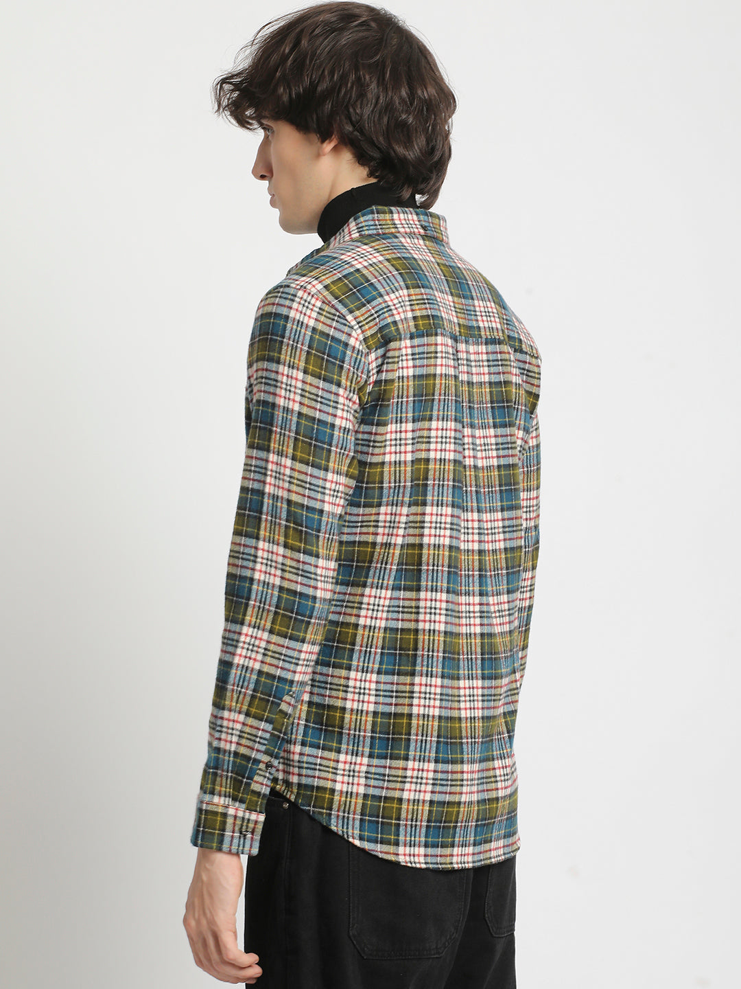 Men  Multicolored Slim Fit Checked Button Down Collar Casual Shirt