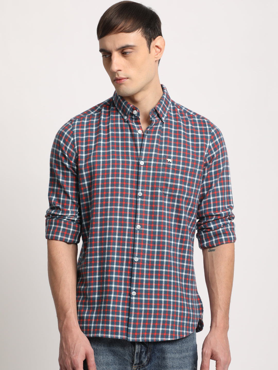 Men Multi Cotton Checked  Shirt