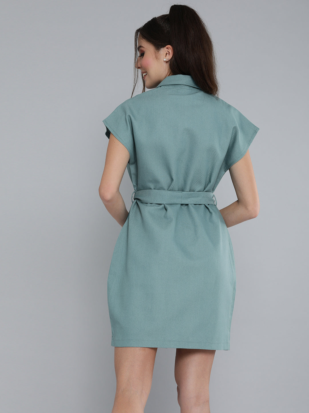 Women Sea Green Blazer Dress