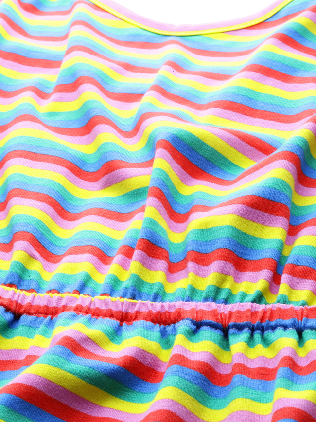 Women Rainbow Stripes Strappy Maxi Dress