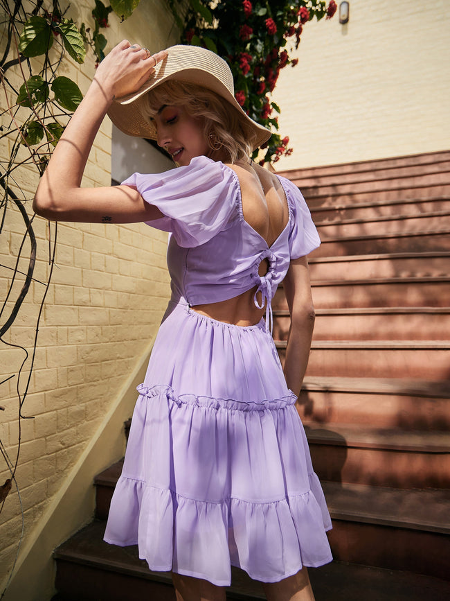 Women Lavender  Short Skater Dress