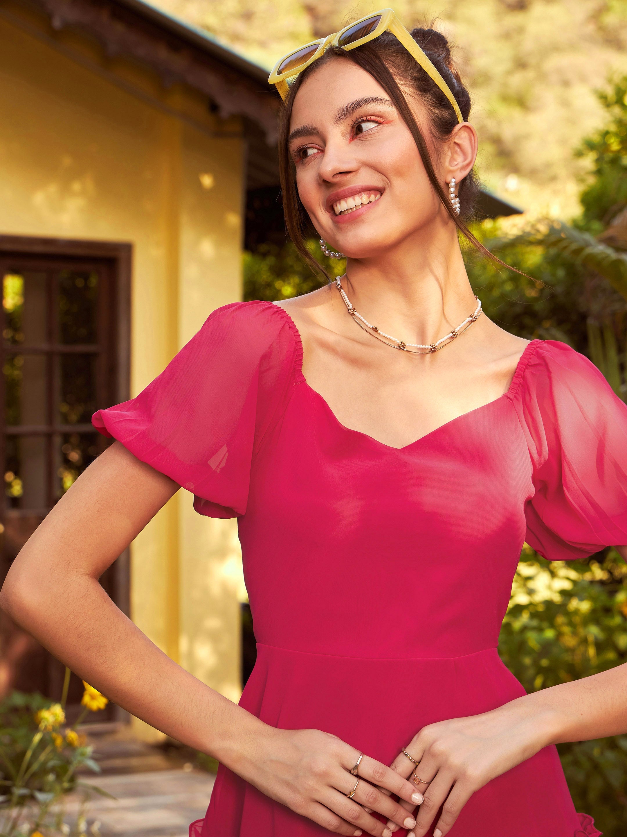 Women Magenta  Short Skater Dress