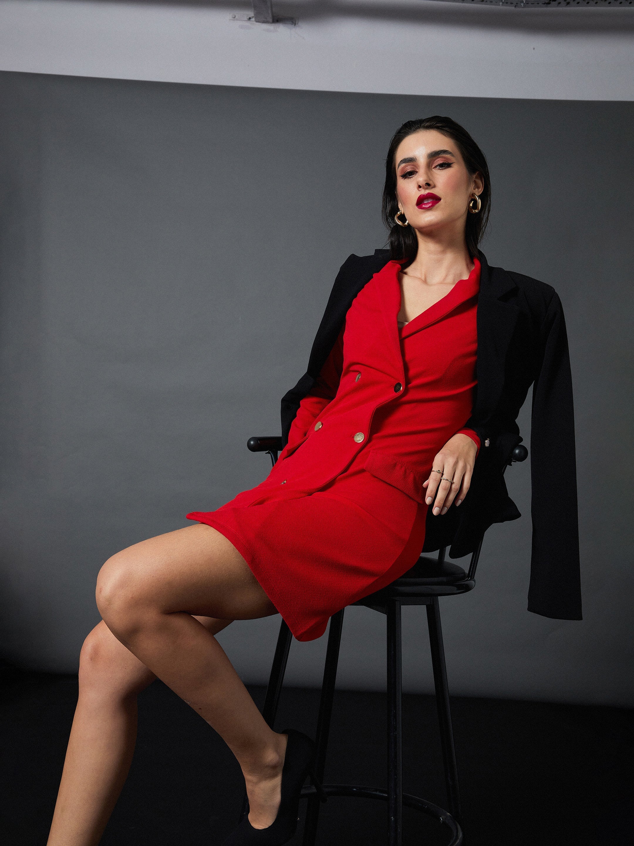 Women Red Blazer Dress