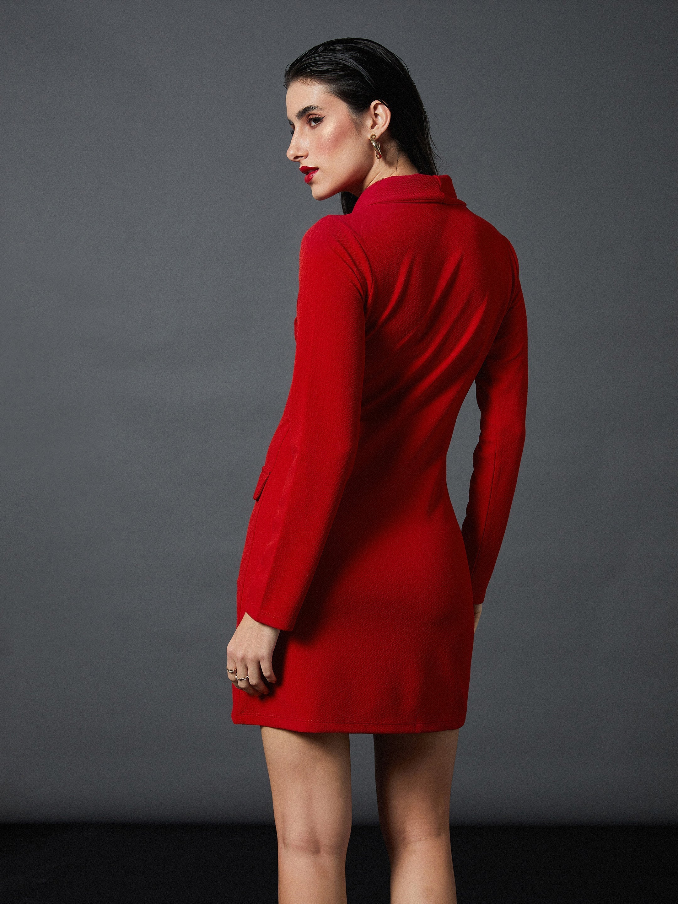 Women Red Blazer Dress