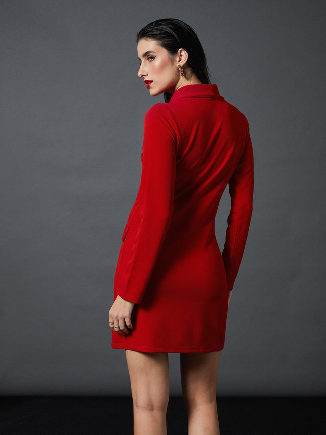 Women Red Blazer Dress