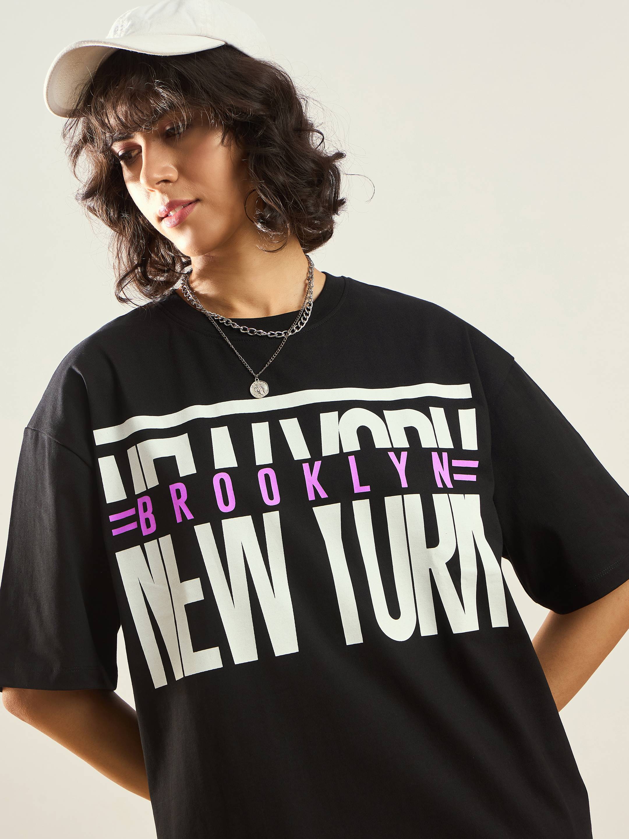 Women Black Printed T-Shirt Dress