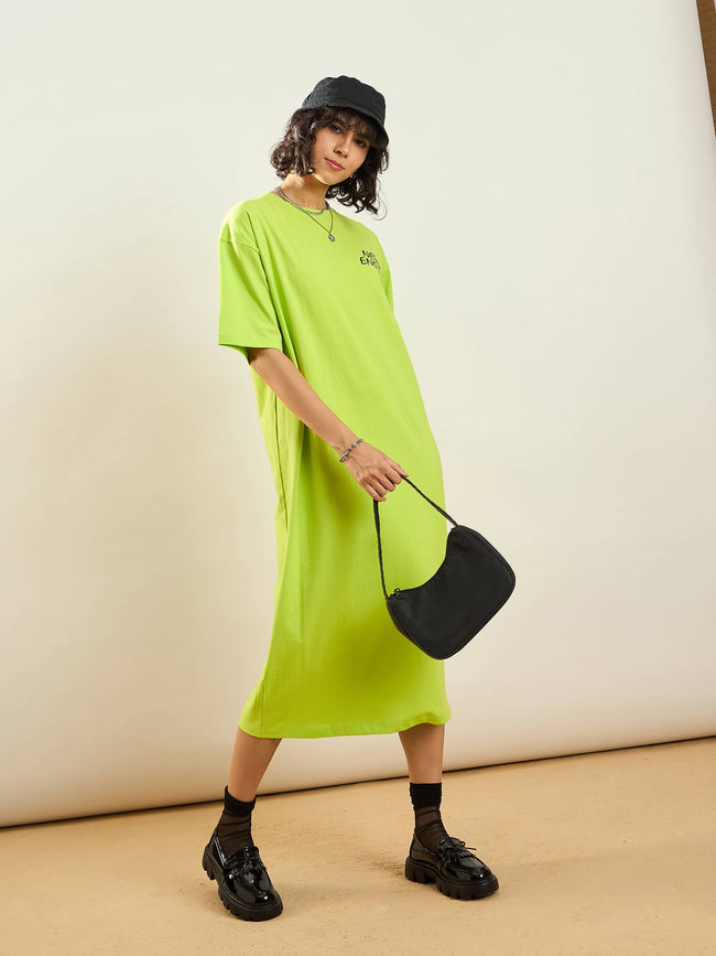 green emerald velvet dress Neon Green A-Line Maternity T-Shirt Dress