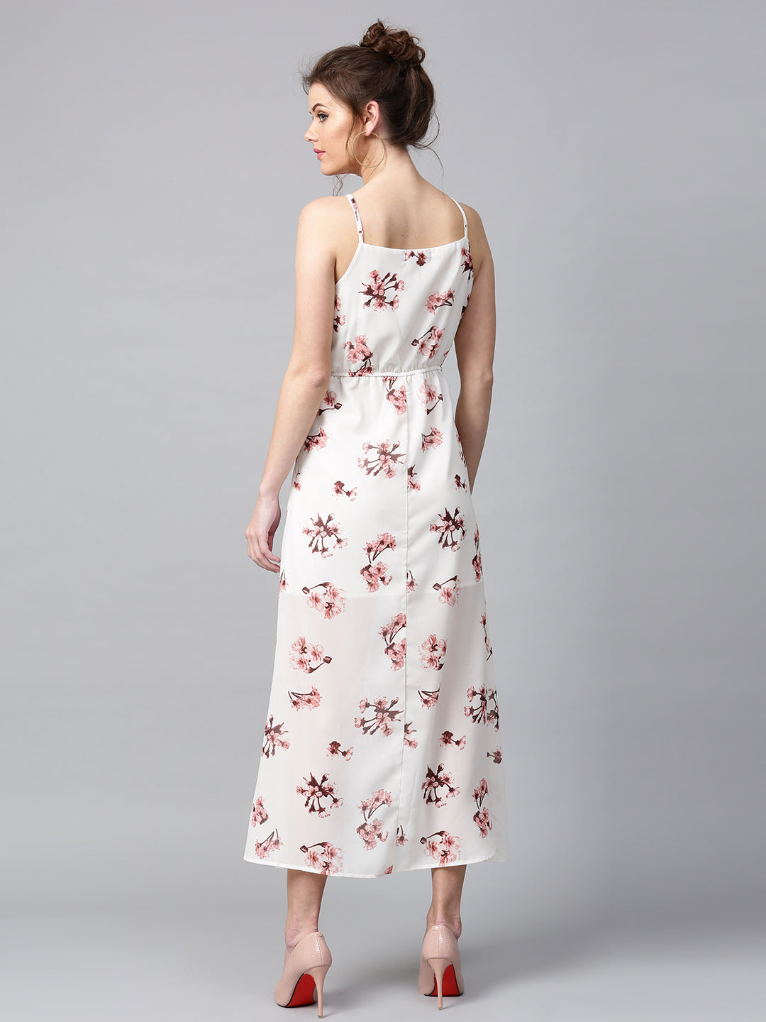 Women Ivory Floral Halter Maxi