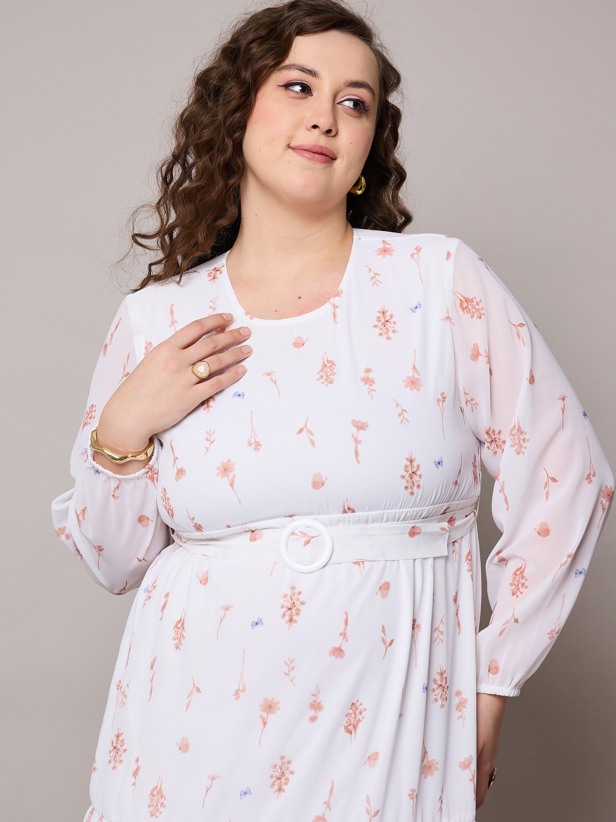 Women Brown Floral Tiered Maxi Dress