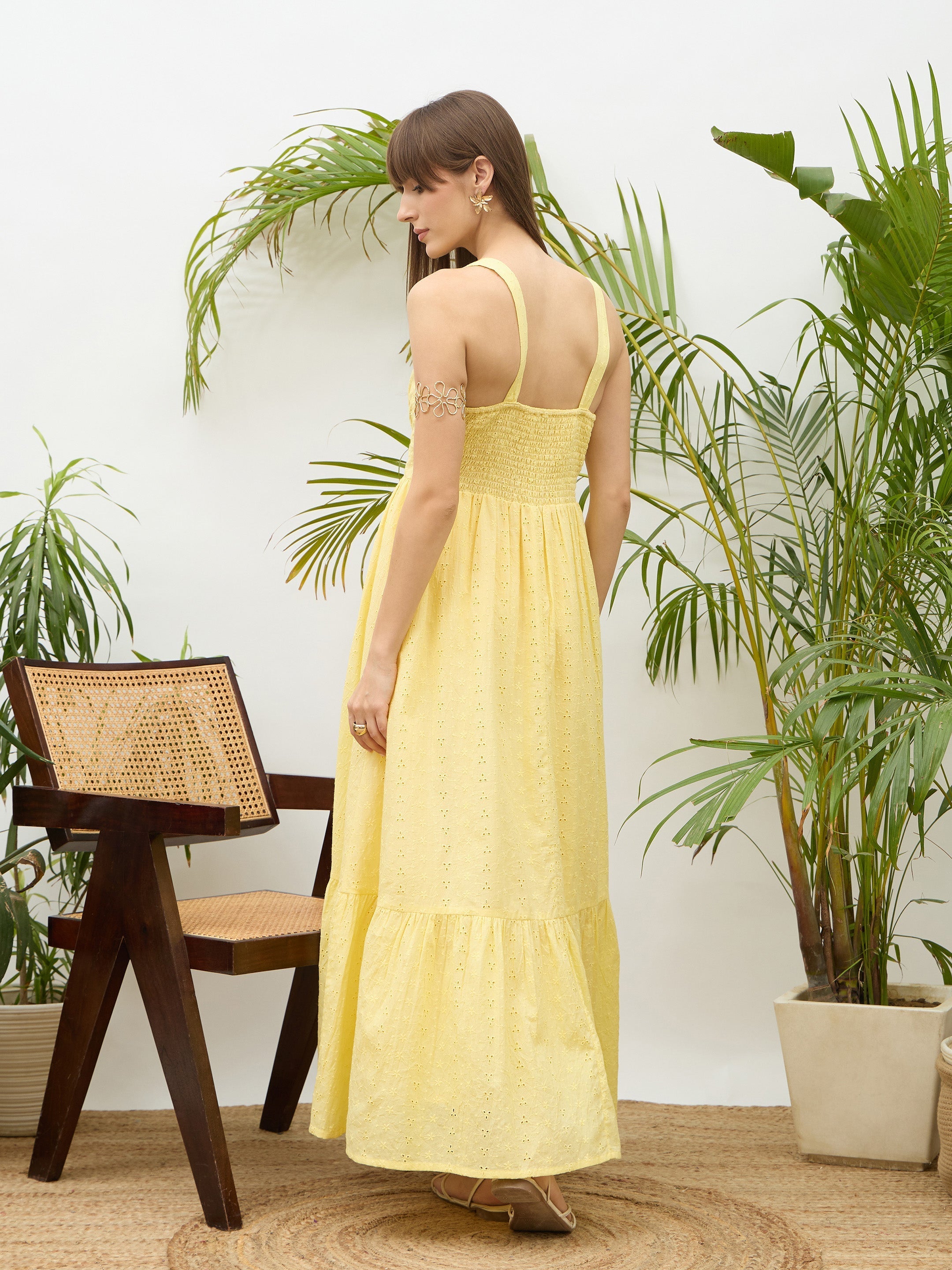 Women Yellow  Strappy Maxi Dress