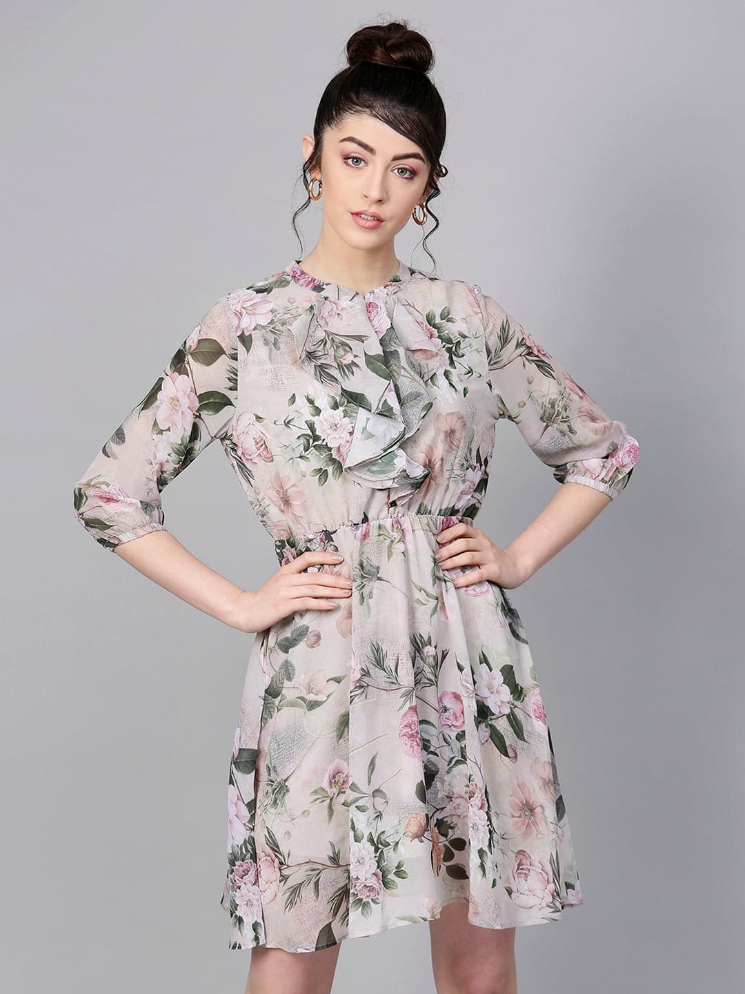 Pista Green Floral Skater Dress