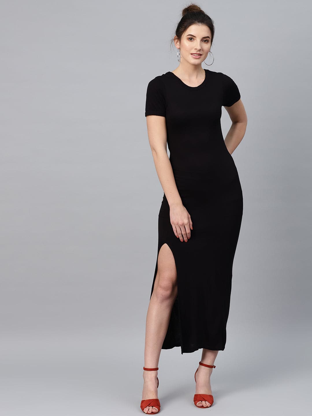 Black Back Criss Cross Neck Maxi-Dress-SASSAFRAS