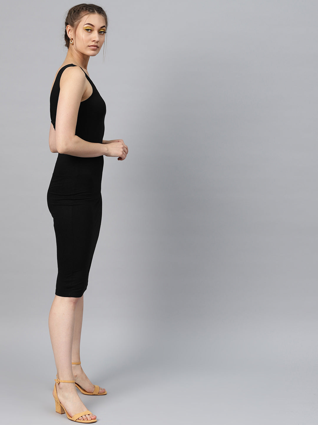 Women Black Back Knot Cutout Dress