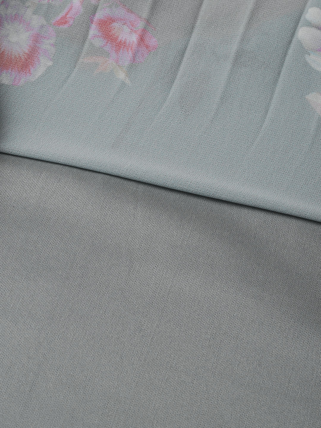 Women Steel Blue Floral Peterpan Collar Pleated Dress