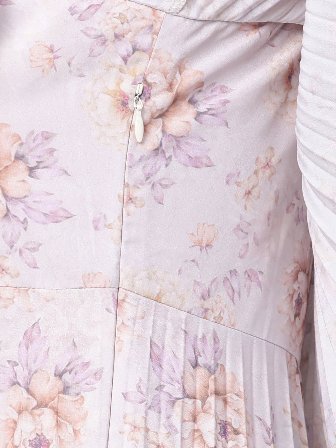 Women Lavender Floral Strappy Pleated Maxi Dress