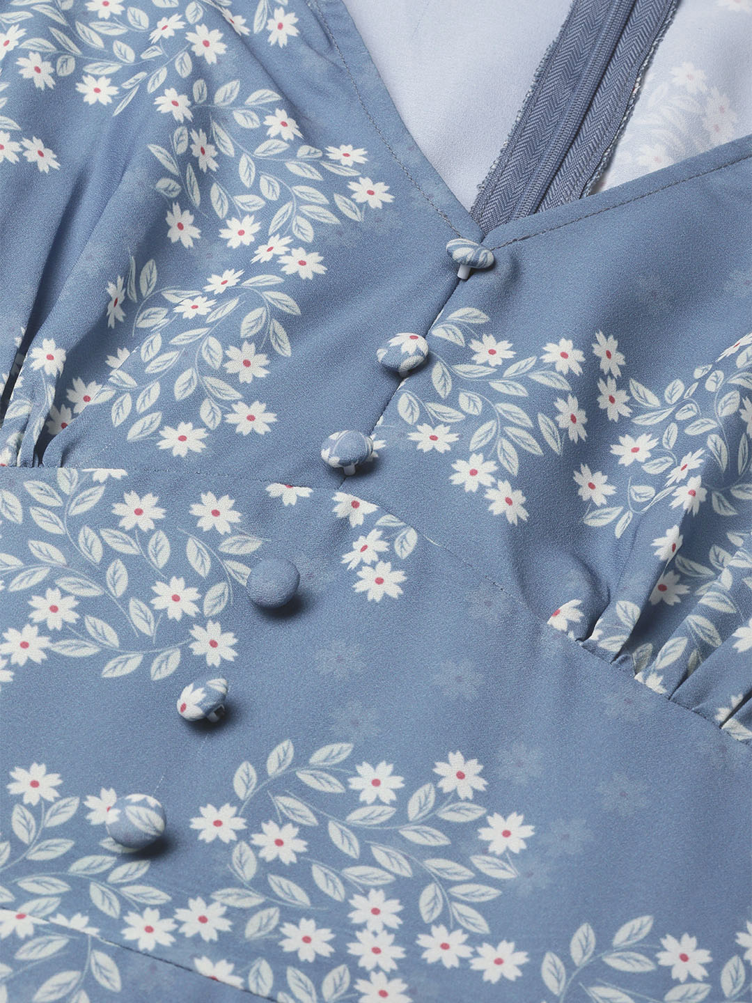 Women Dark Blue Floral Flared Skater Dress