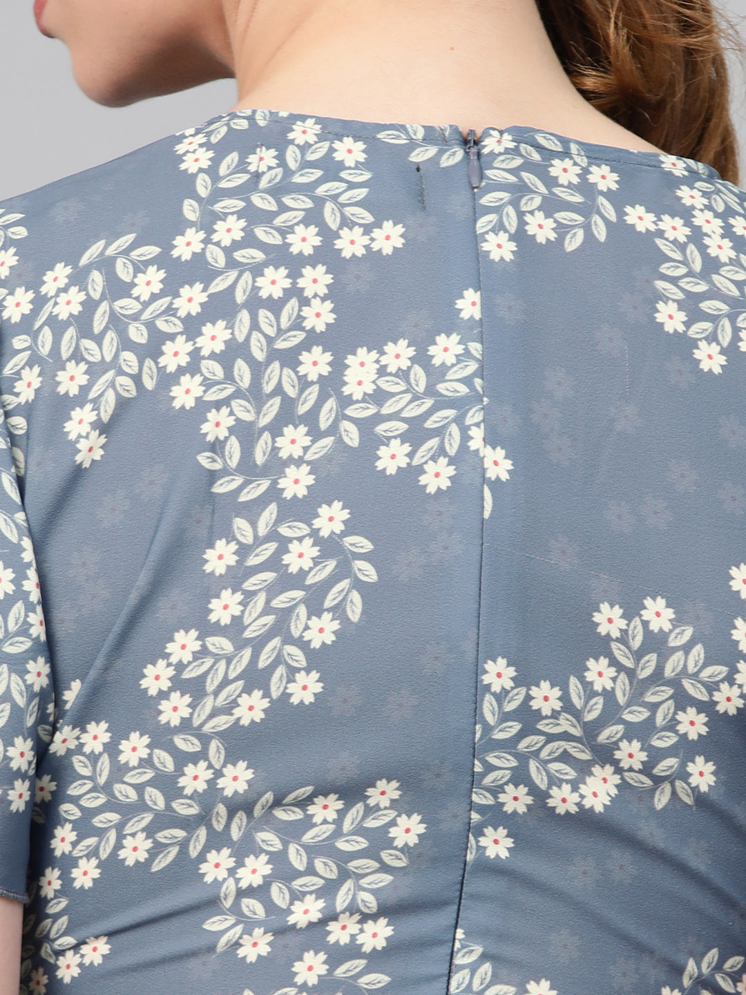 Women Dark Blue Floral Flared Skater Dress