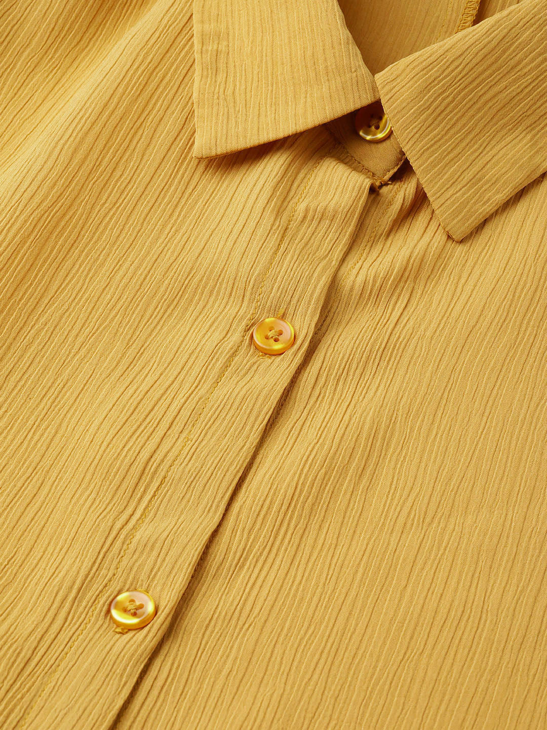 Women Mustard Button Placket Longline Shrug