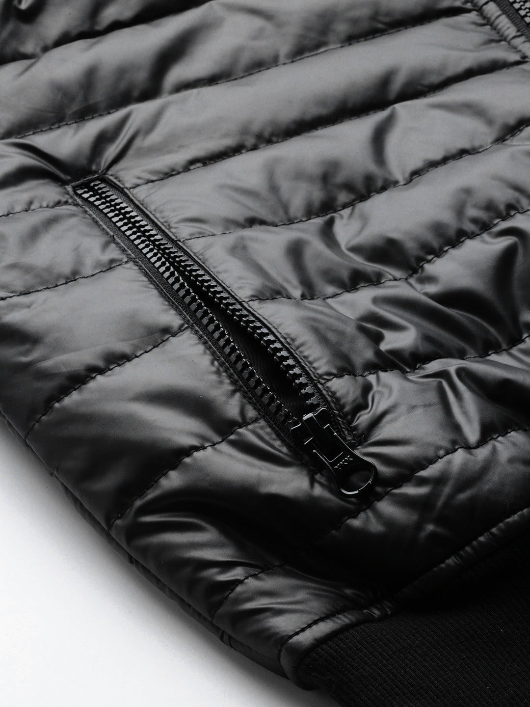 Women Black Hooded Crop Bomber Puffer Jacket